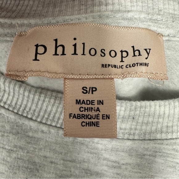 Philosophy Christmas Sweater Small Sweatshirt Santa Holiday Festive Grey - Picture 2 of 3